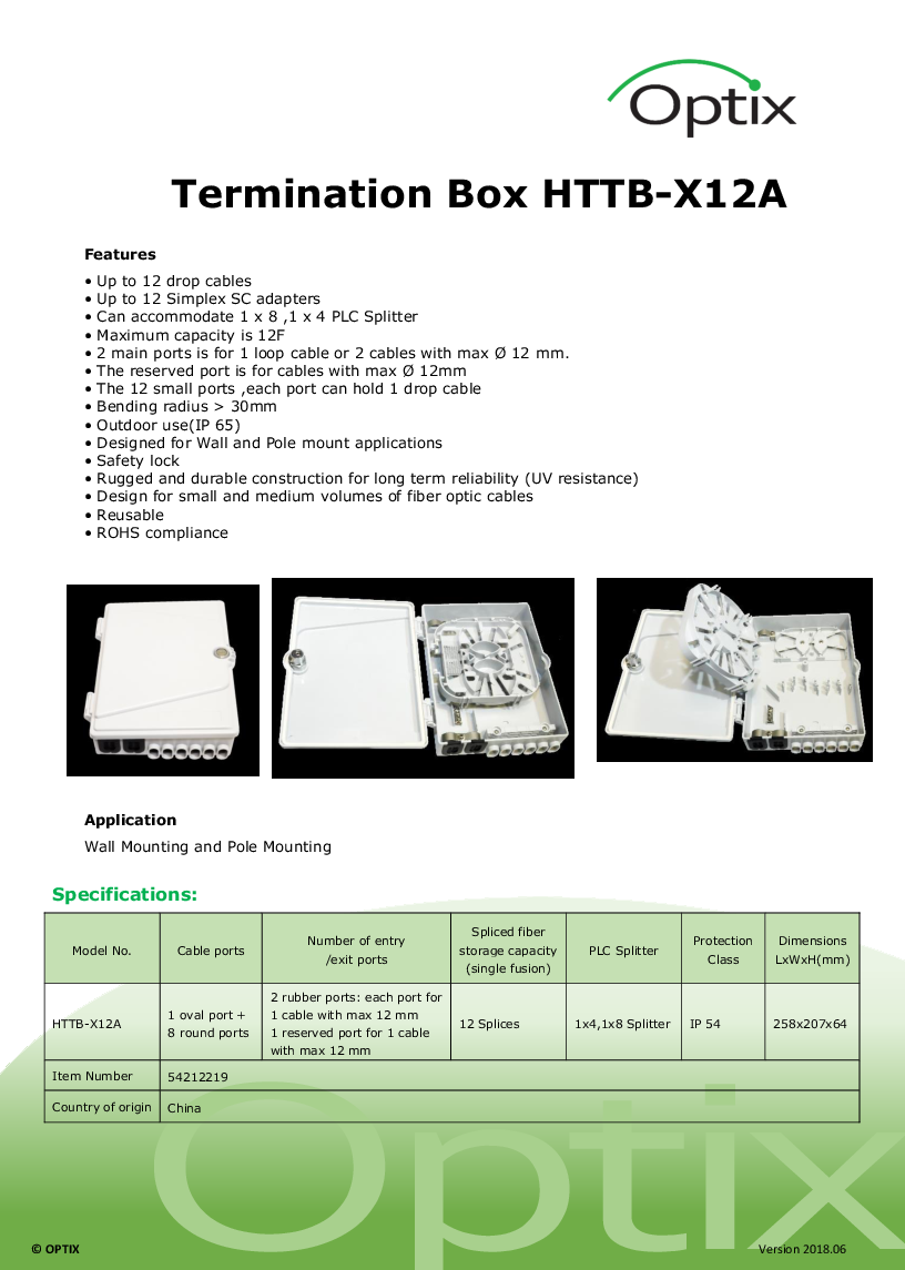 

Termination Box HTTB X12A


