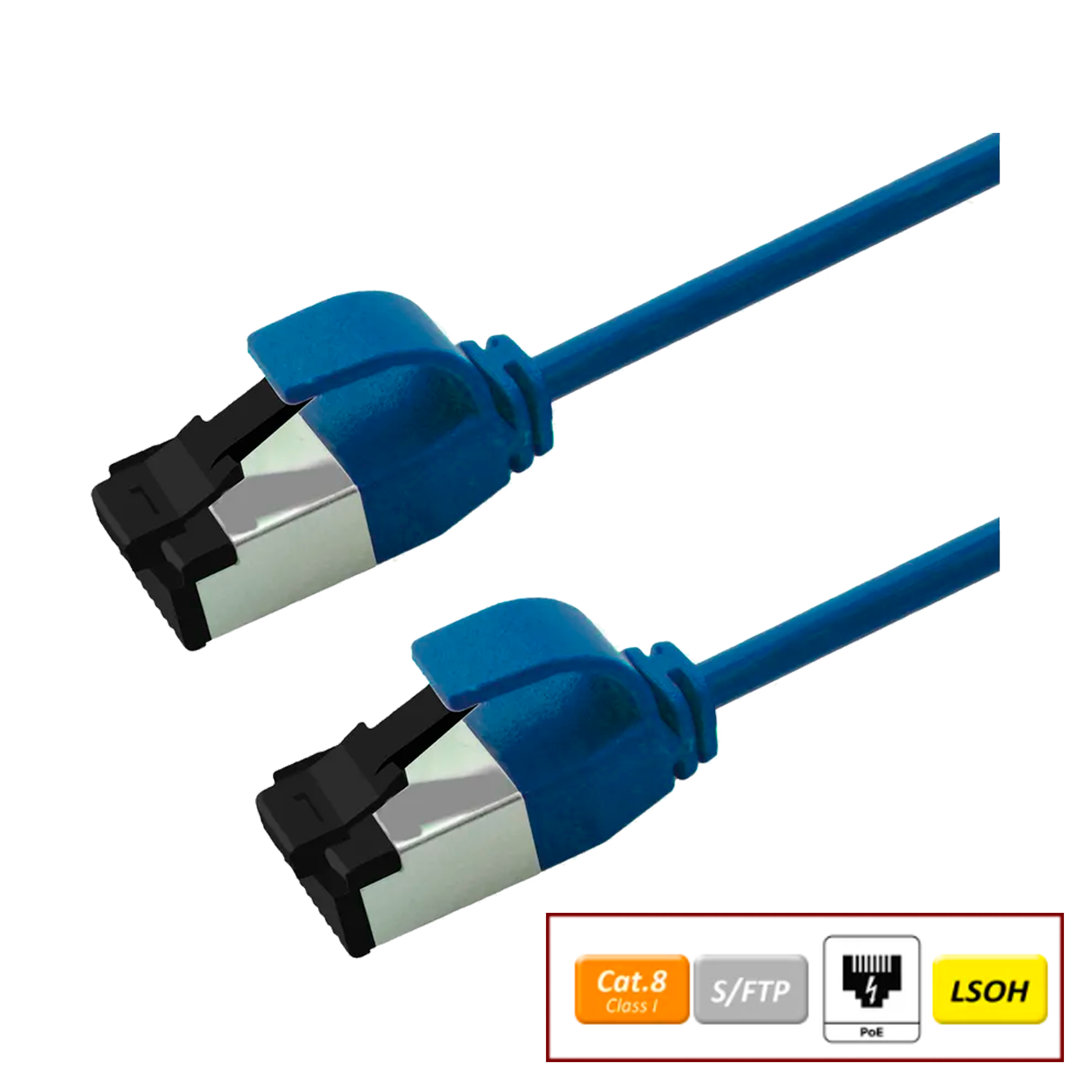 CAT8 S/FTP PATCHKABEL, BLÅ
 RJ45-RJ45, M/M, PoE, CU, LSZH, Ø4,5, AWG 28/7