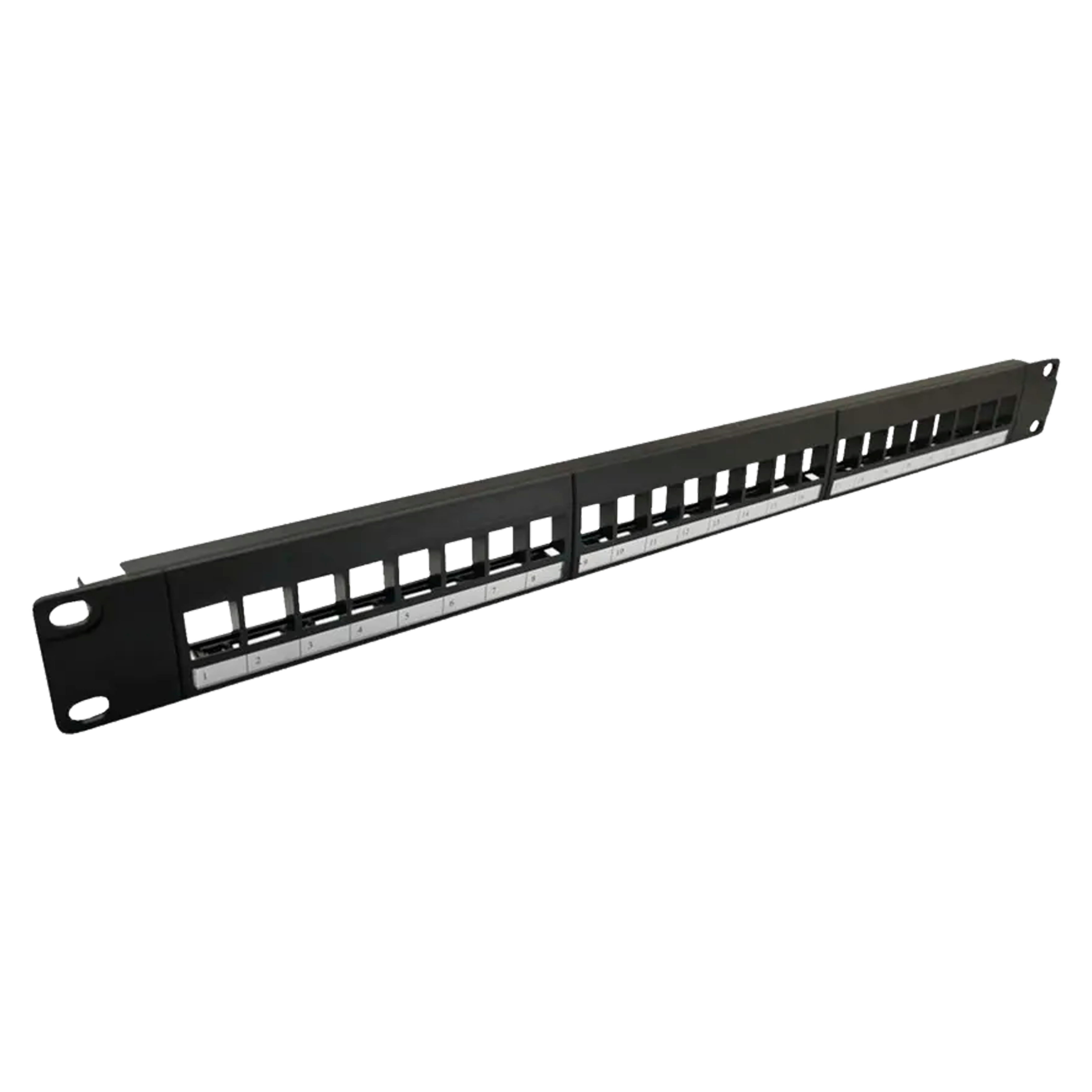 Tomt 19" 24xUTPkeystone panel, sort
 3 Moduler
 1 HE